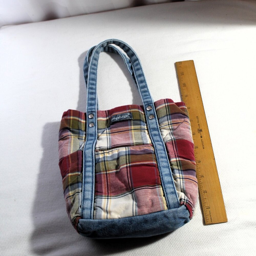 Longaberger Homestead Mini Tote Plaid & Denim - Picture 9 of 10